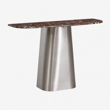 Moreila 120x40 Cm Natural Stone And Stainless Steel Hallway Console Table Wine Red Marble - Sklum