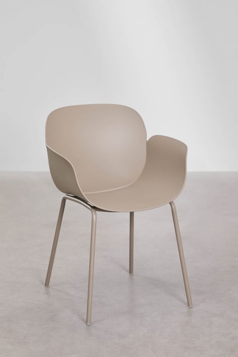 Lynette dining chair in polypropylene and steel - Moka Brown