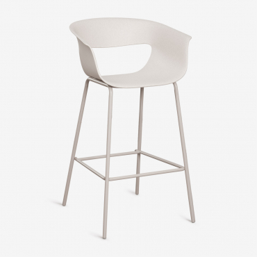 Pack Of 4 High Stools In Polypropylene And Steel Alanys White Stone & ↑75 Cm - Sklum