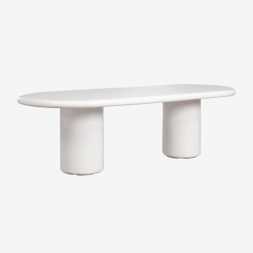 Oval Garden Table 260x110 Cm In Aurean Cement Bright White - Sklum