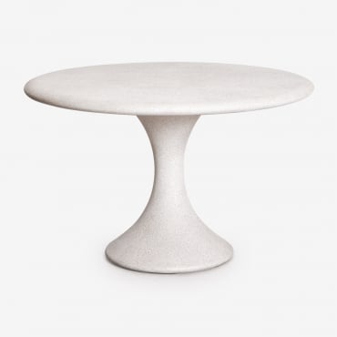 Eloria Round Garden Table Ø120 Cm In Cement Sand Grey - Sklum