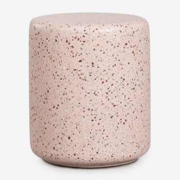 Round Ø35 Cm Elyndra Cement Garden Side Table Light Pink Terrazzo - Sklum
