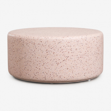 Elyndra Round Ø90 Cm Cement Garden Coffee Table Light Pink Terrazzo - Sklum