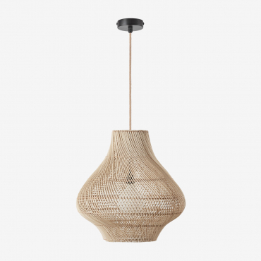 Magali Rattan Pendant Ceiling Lamp Natural - Black & Ø50 Cm - ↑50 Cm Magali - Sklum