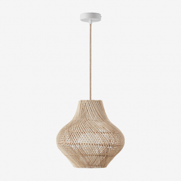 Magali Rattan Pendant Ceiling Lamp Natural - White & Ø40 Cm - ↑35 Cm Magali - Sklum
