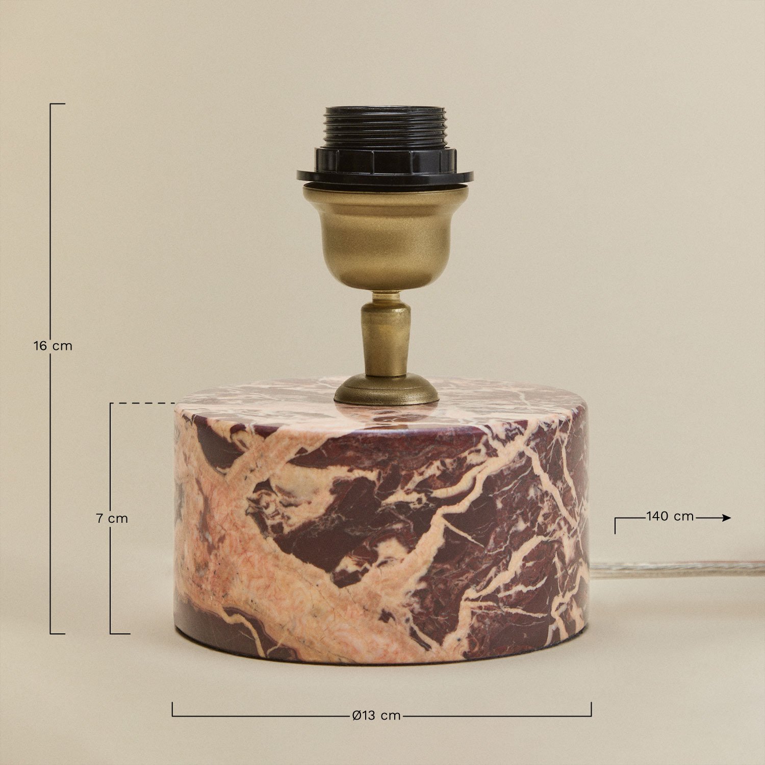 Orlena natural stone table lamp base, MEASURES