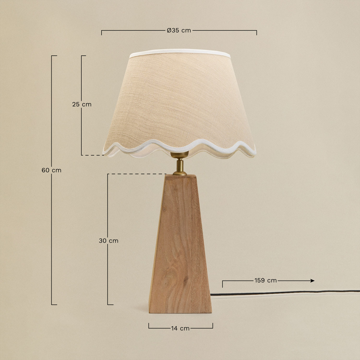 Table lamp in Taraua mango wood, MEASURES