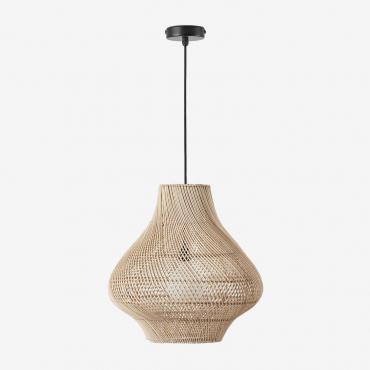 Magali Rattan Hanging Ceiling Lamp For Outdoor Use Black & Ø50 Cm - ↑50 Cm Magali - Sklum