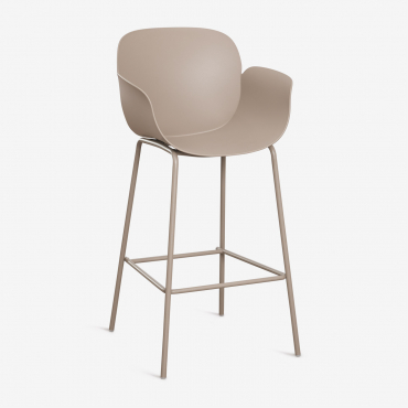 Pack Of 4 High Stools In Polypropylene And Steel Lynette Moka Brown & ↑75 Cm - Sklum
