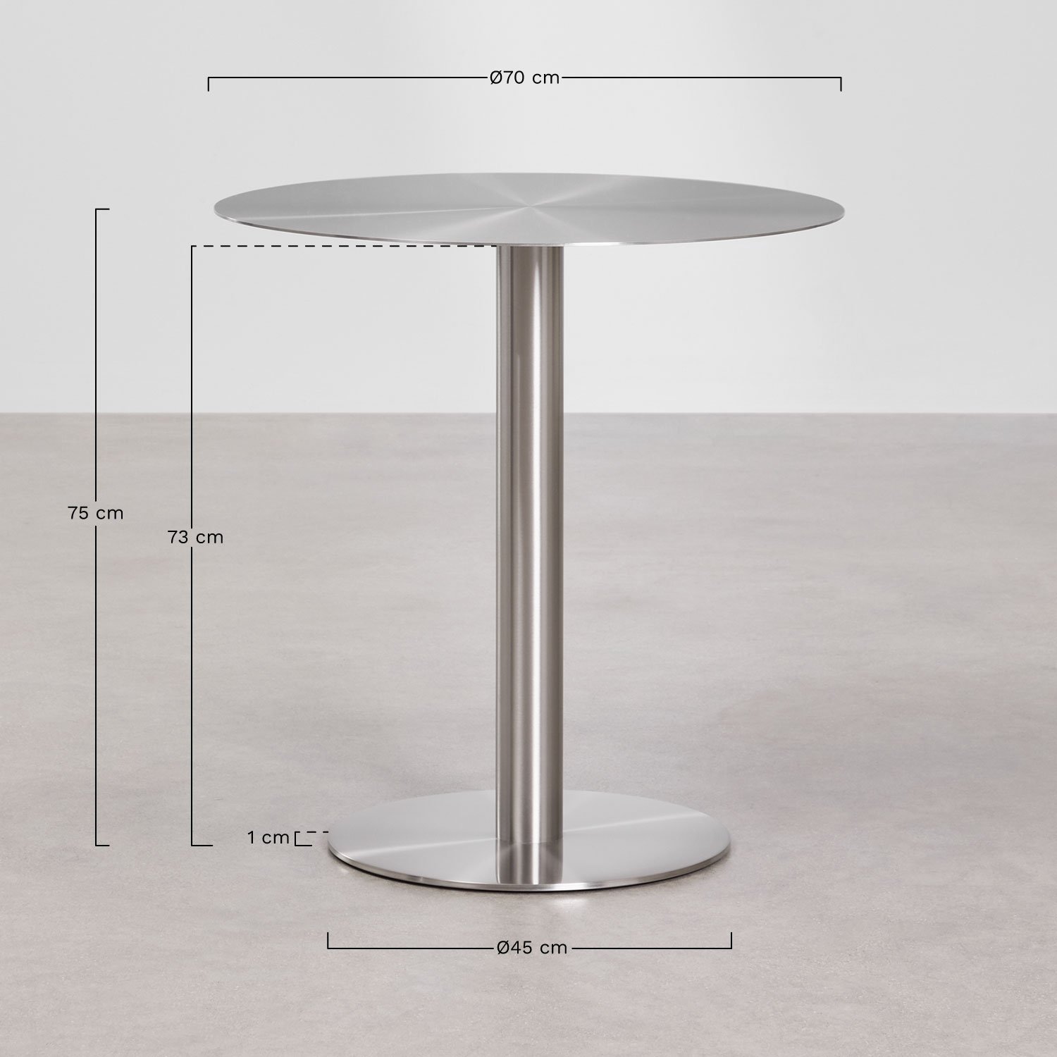 Xiren round stainless steel garden table, MEASURES