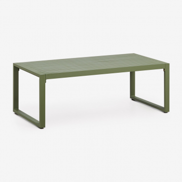 Rectangular Garden Coffee Table 110x55 Cm In Aluminum Lipov Deep Olive Green - Sklum