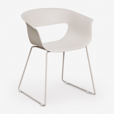 Alanys Dining Chair With Armrests In Polypropylene And Steel White Stone - Sklum