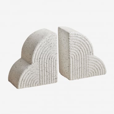 Set Of 2 Belzer Cement Bookends Light Terrazzo - Sklum