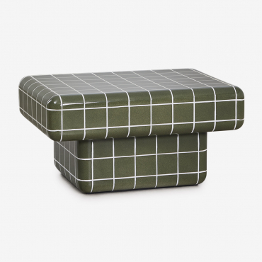 Rectangular Coffee Table In Tile-look Cement Eleonor 70 X 50 Cm & Ether Green - Sklum