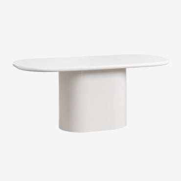 Oval Dining Table 200x105 Cm In Mdf Milford Gardenia White - Sklum