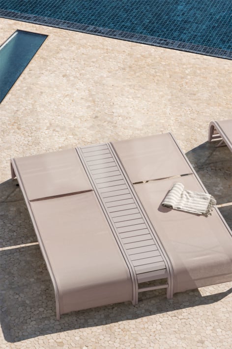 Set of 2 reclining sun loungers and side table in Marietta steel