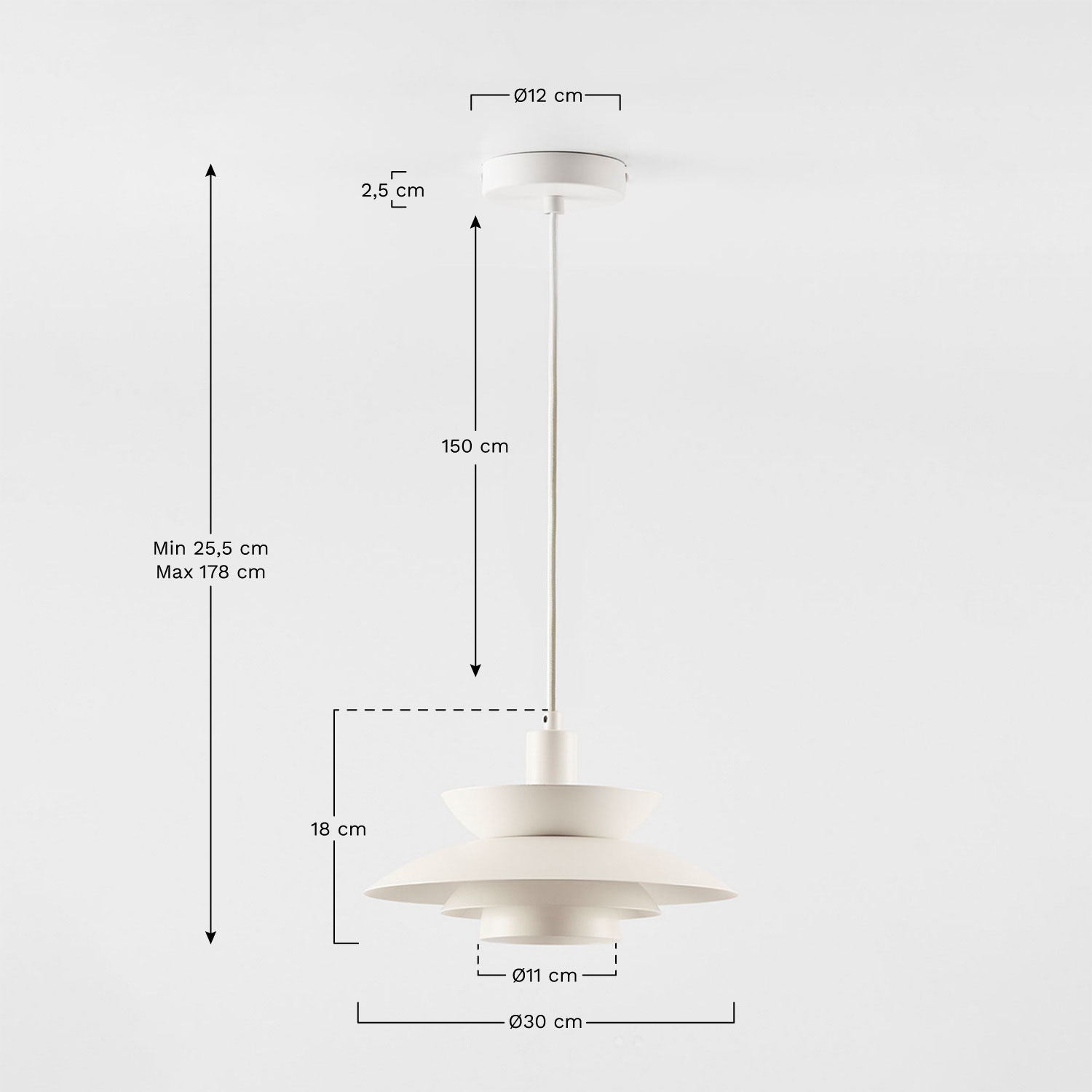 Alicia hanging ceiling lamp in iron, MEASURES
