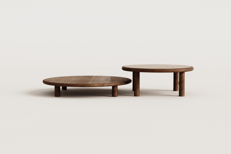 Set of 2 round acacia wood Olivia garden coffee tables