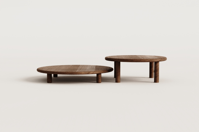 Set of 2 round acacia wood Olivia garden coffee tables