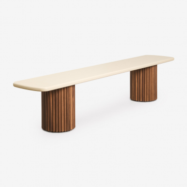 Sirvon Acacia Wood And Cement Bench Acacia Brown - Sklum
