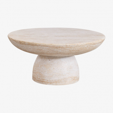 Zenadia Round Ø70 Cm Cement Garden Coffee Table Look Travertino - Sklum