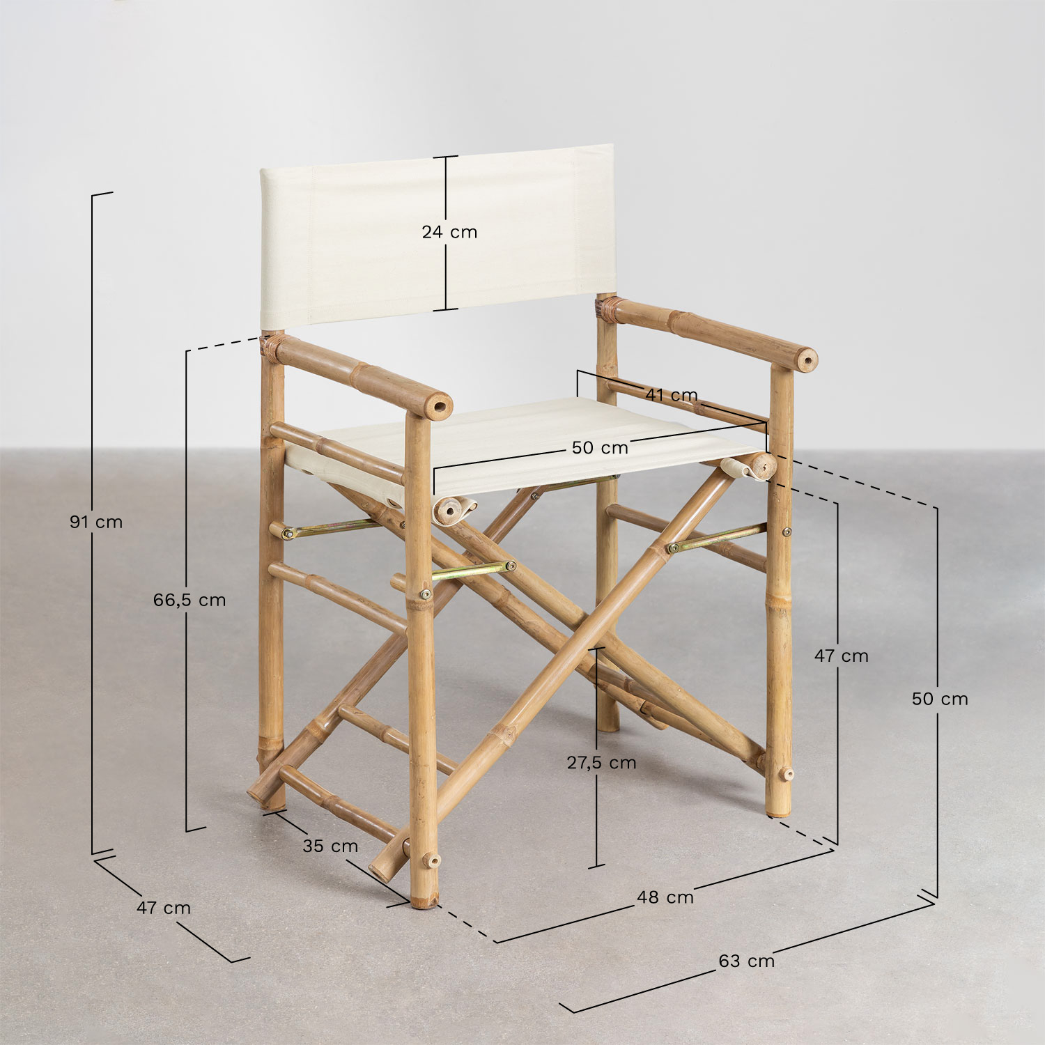 Woody bamboo folding garden director chair, MEASURES