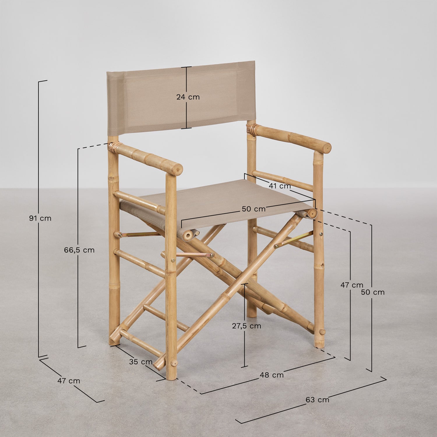 Woody bamboo folding garden director chair, MEASURES