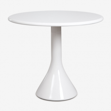 Melody Round Garden Table, Ø90 Cm, Made Of Cement And Fiberglass White - Sklum