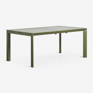 Rectangular Garden Table 180-240x100 Cm Extendable In Starmi Aluminum Deep Olive Green - Sklum