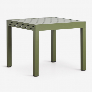 Starmi Extendable Garden Table 90-180x90 Cm Aluminum Deep Olive Green - Sklum