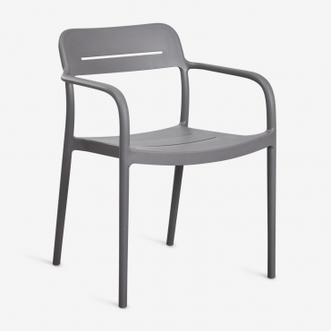 Stackable Garden Chair With Polypropylene Armrests Graneli Grey Graphite - Sklum