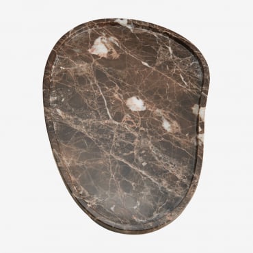 Orivando Marble Decorative Tray Brown Marble Emperador & ↔︎ 35 Cm - Sklum