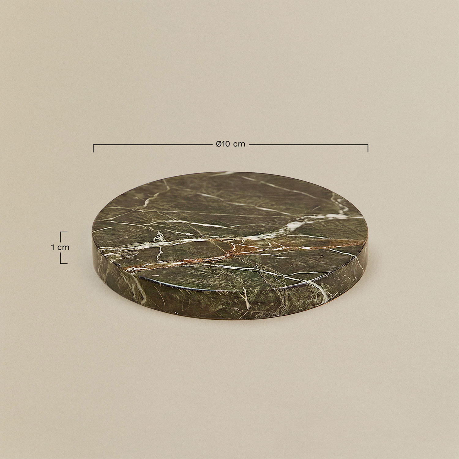 Set of 4 round coasters Ø10 cm in Valtris marble, MEASURES