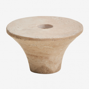 Pack Of 2 Bellvion Natural Stone Candlesticks Travertine - Sklum
