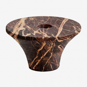 Pack Of 2 Natural Stone Bellvion Candle Holders Red Marble Cherry Gold - Sklum