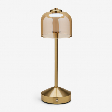 Wireless Led Table Lamp In Iron And Glass Ardela Golden - Sklum