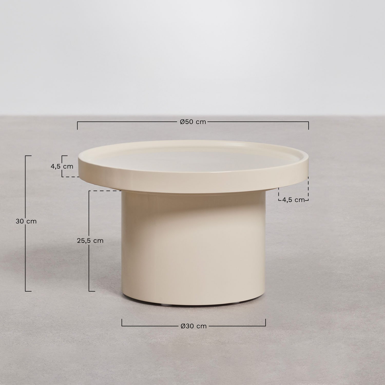 Side table ↑30 cm in MDF Cirela, MEASURES