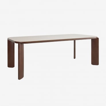 Nilea Rectangular Dining Table 200x100 Cm In Tempered Glass And Mdf Tapioca Beige - Sklum