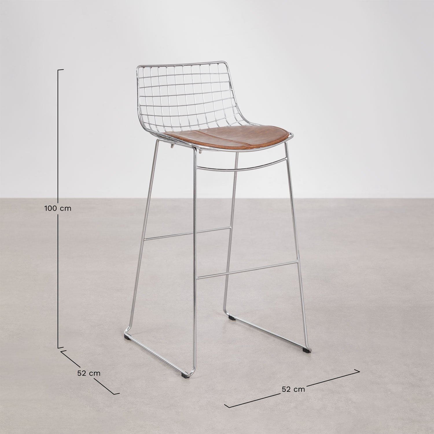 Pack of 2 high stools with steel backrest Renee, MEASURES