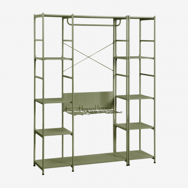 Elviah 2-piece Open Modular Wardrobe With Iron Shelf Deep Olive Green - Sklum