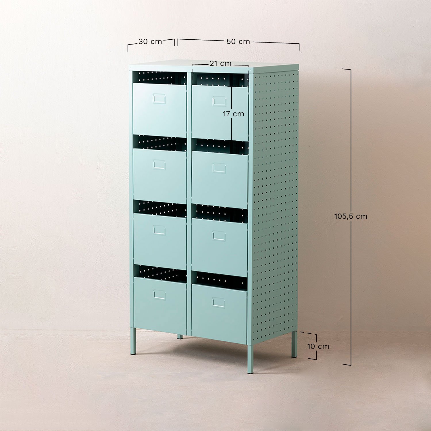 50x30 cm steel drawer unit Abël, MEASURES