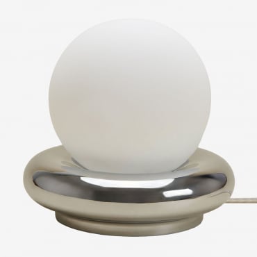 Ceramic Table Lamp With Kryx Glass Ball Grey Brass - Sklum