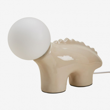 Maloa Ceramic Table Lamp With Glass Ball Tapioca Beige - Sklum