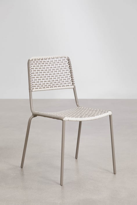 Pack of 2 stackable garden chairs in steel and synthetic rattan Veyra