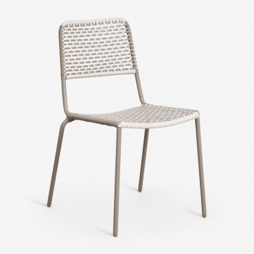 Pack Of 2 Stackable Garden Chairs In Steel And Synthetic Rattan Veyra Moka Brown - Sklum