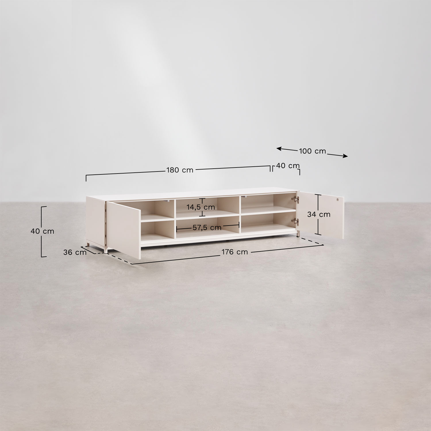 Kivora MDF TV cabinet, MEASURES