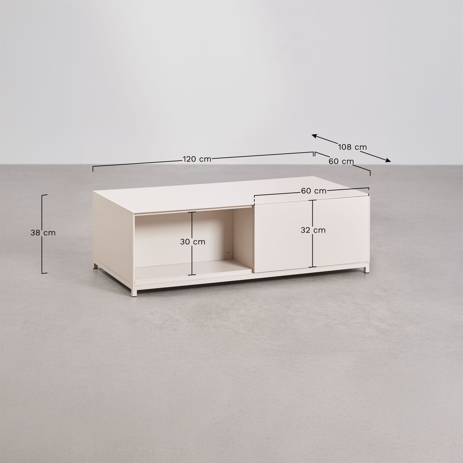 Rectangular coffee table 120x60 cm in Kivora MDF, MEASURES