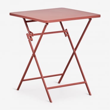 Tamarit Foldable 60x60 Cm Square Steel Garden Table Terracota - Sklum