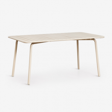 Rectangular 160x90 Cm Florida Steel Garden Table Tapioca Beige - Sklum