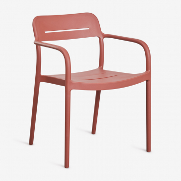 Stackable Dining Chair With Armrests In Polypropylene Graneli Terracota - Sklum